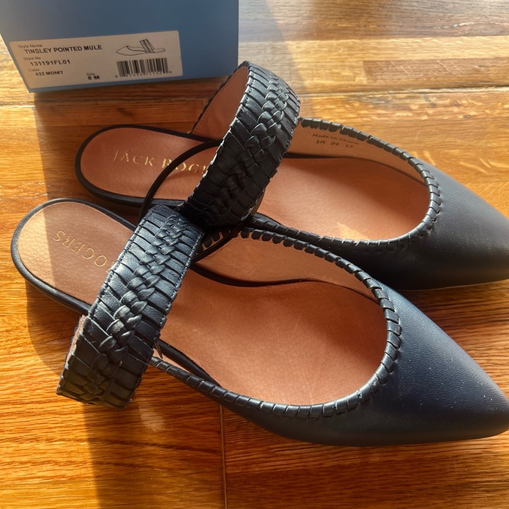 Jack Rogers Navy Blue Tinsley Pointed Mule Slip On Shoes Women’s 8 Flats